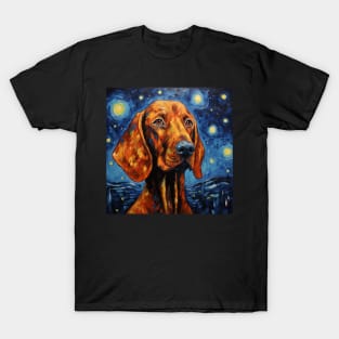 Redbone coonhound Night Portrait T-Shirt